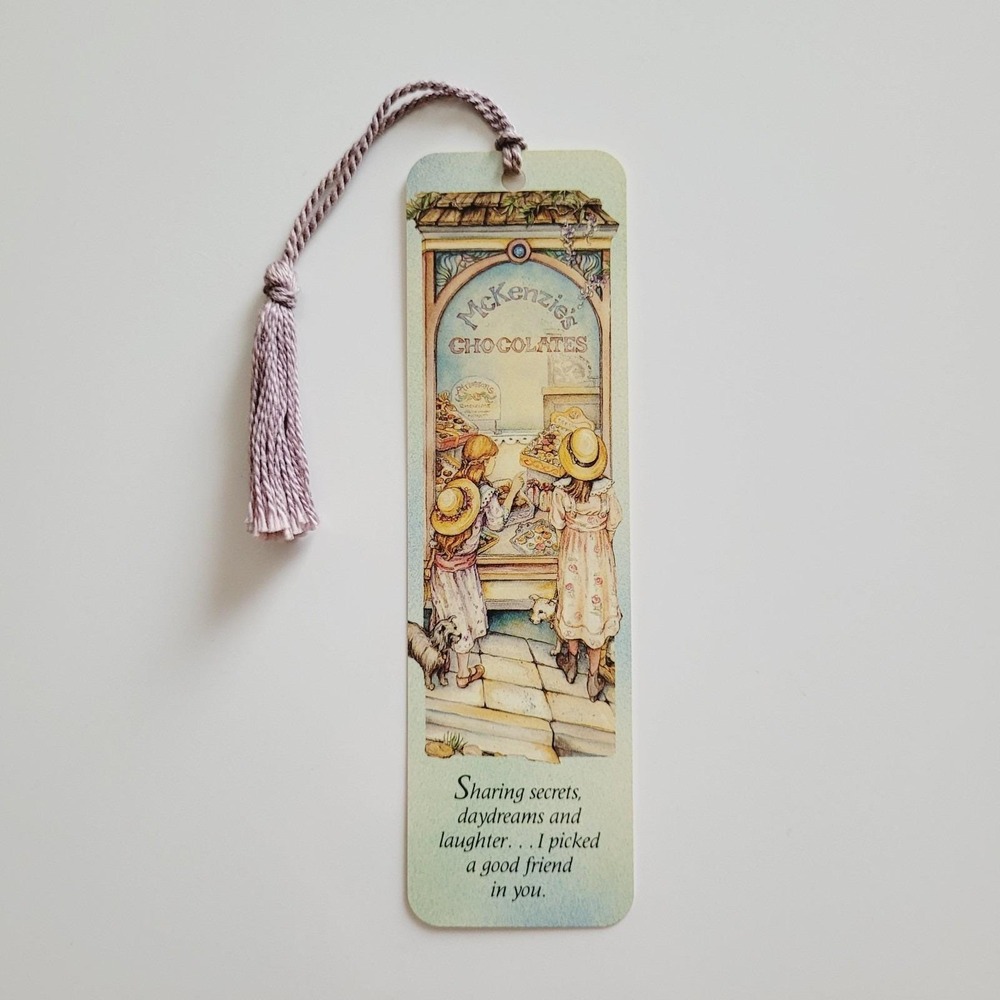 Vintage 90s Kim Jacobs Tassel Bookmark Chocolate Coffee Shop, 1990 Artworks KJ07 - Picture 2 of 13
